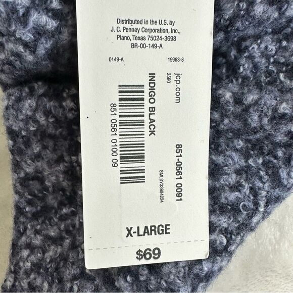 Liz Claiborne XL Open Front Cozy Knit Cardigan Sweater Indigo Black Colorblock - Picture 7 of 10